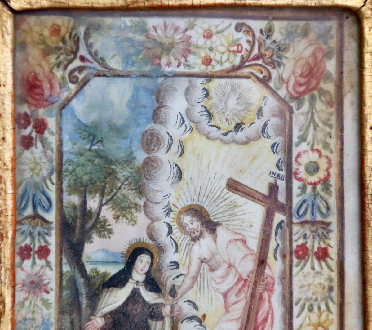 Paire De Peintures Religieuse XVIIème Sur Velin-photo-7