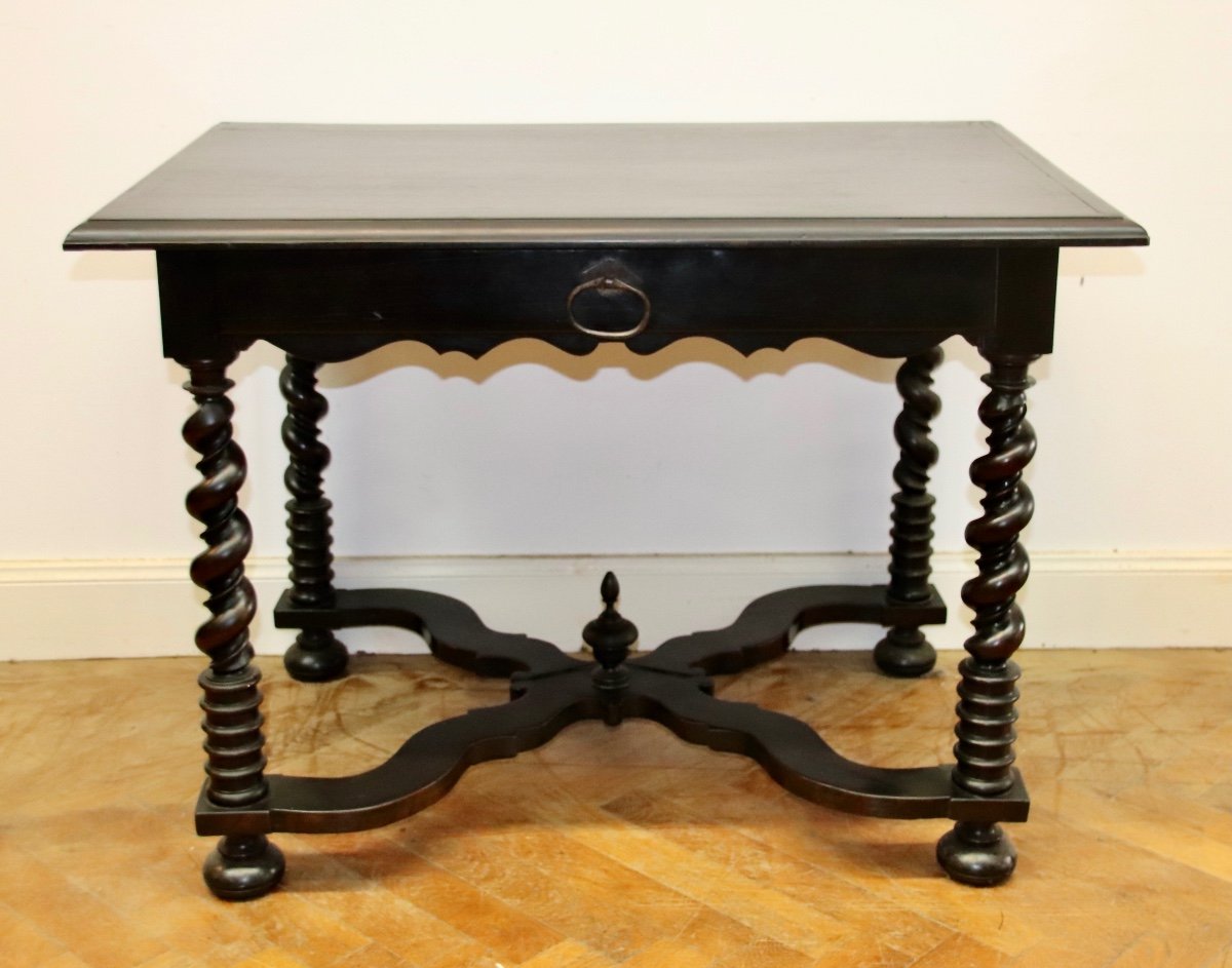 Writing Table, Louis XIV Period In Ebony-photo-1