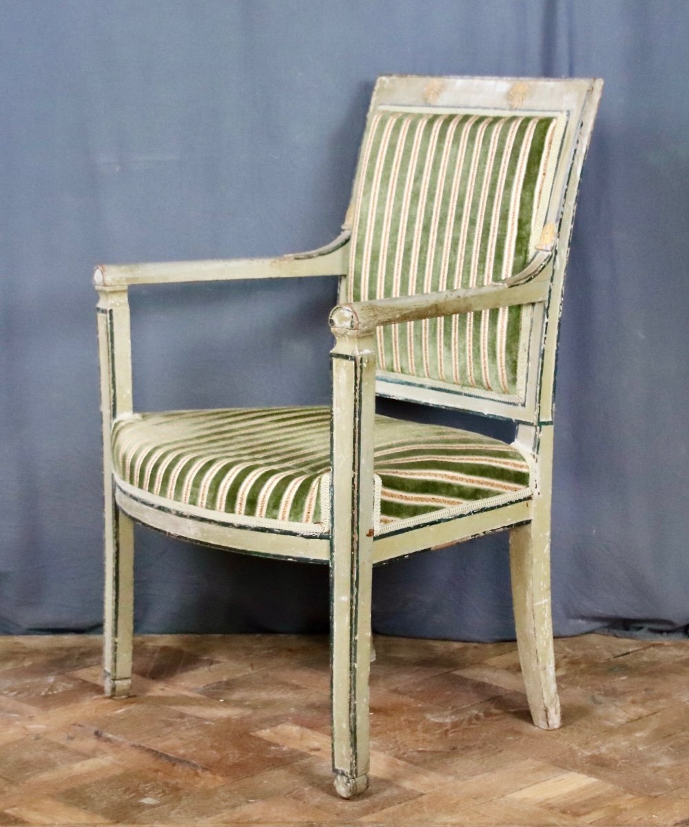 Suite De 4 Fauteuils Rechampis d'époque Directoire -photo-4