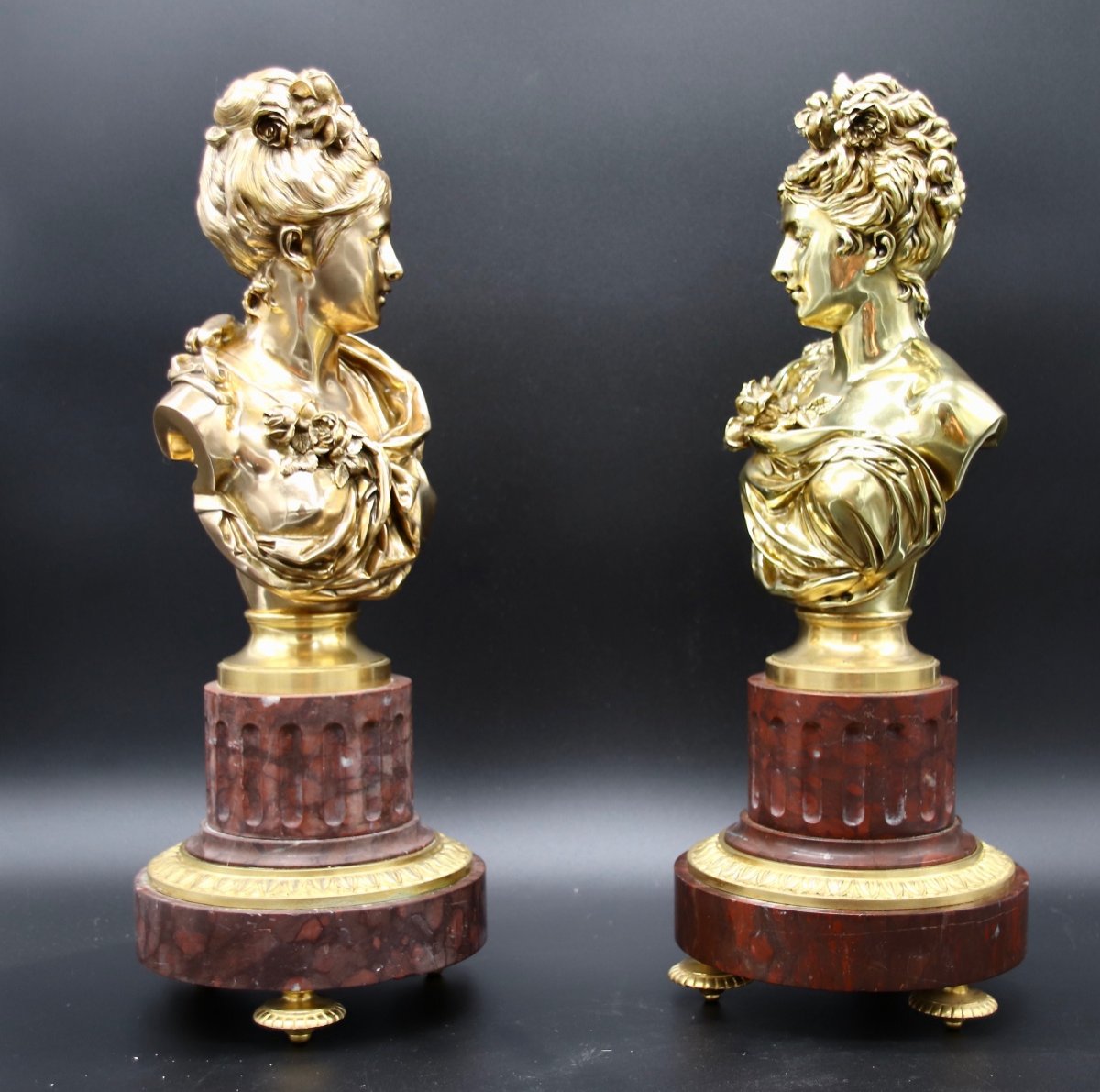 Paire De Bustes De Femme En Bronze XIXème De A. Carrier-belleuse -photo-1