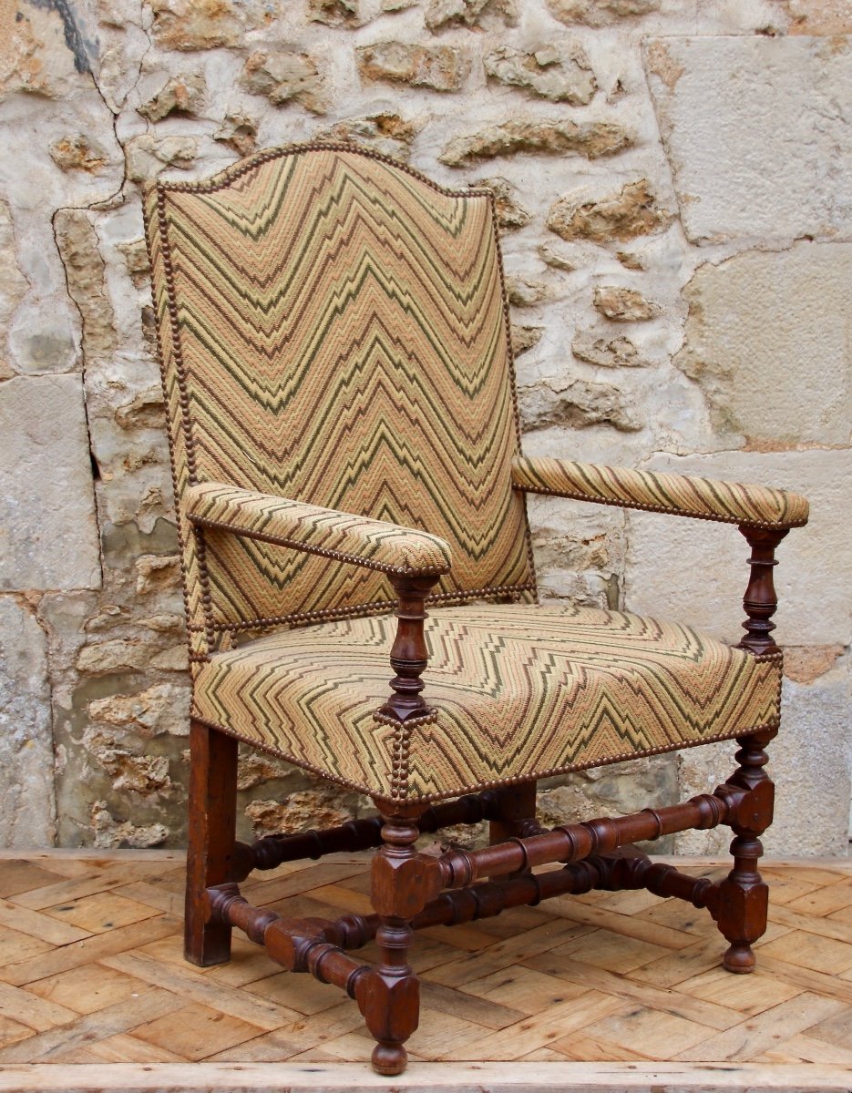 Louis XIV Armchair In Walnut-photo-3