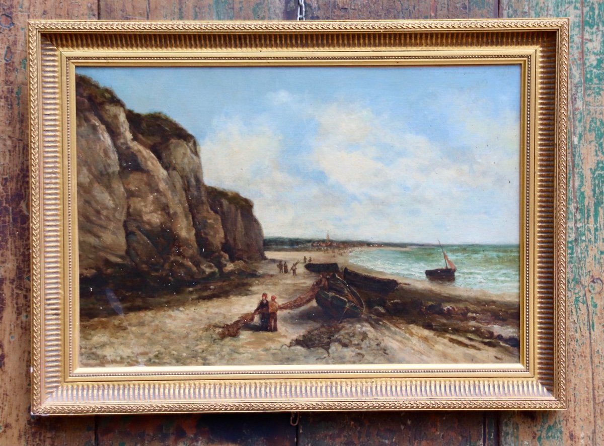 Peinture XIXème Retour De Pêche-photo-1