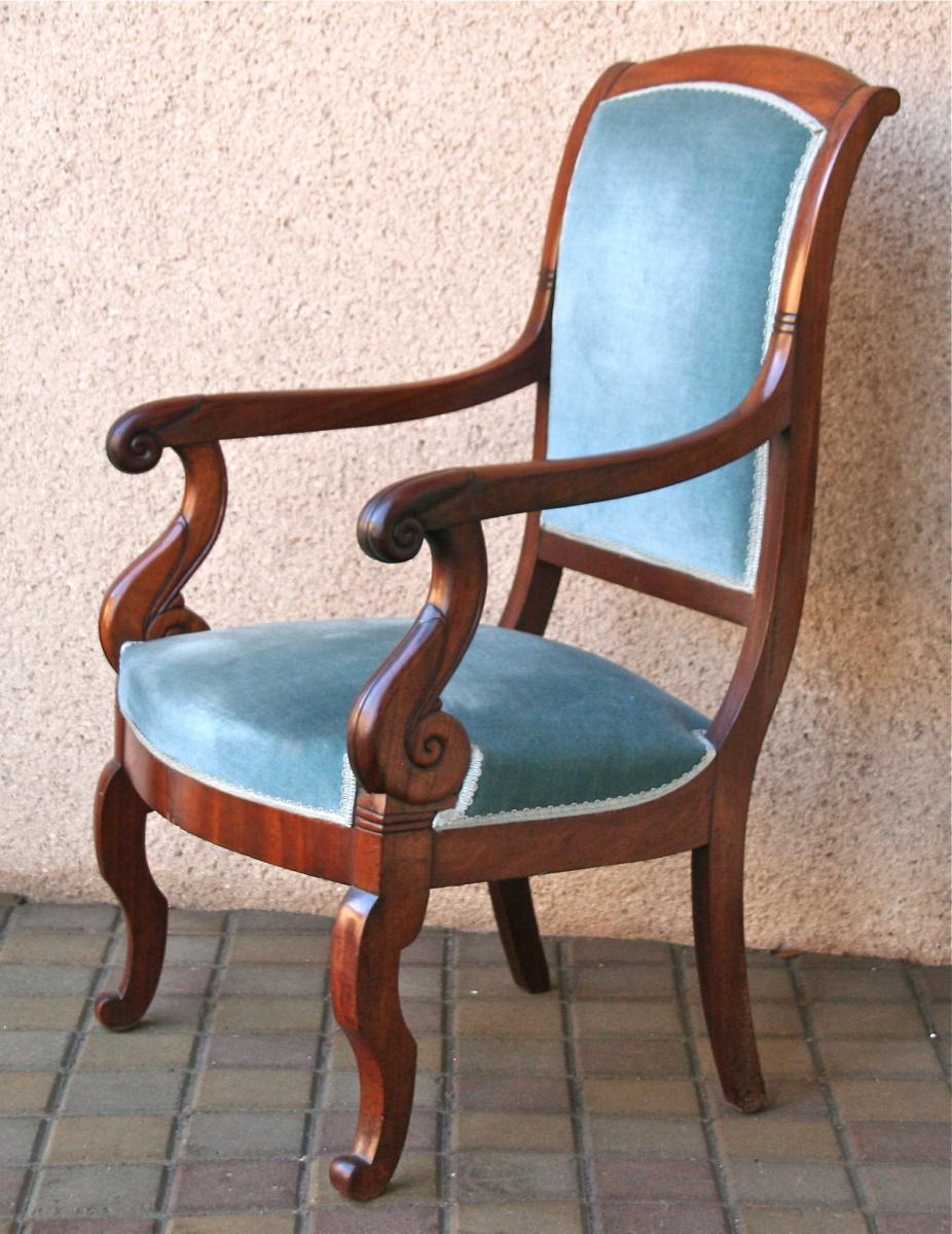 Paire De Fauteuils Restauration En Acajou-photo-1