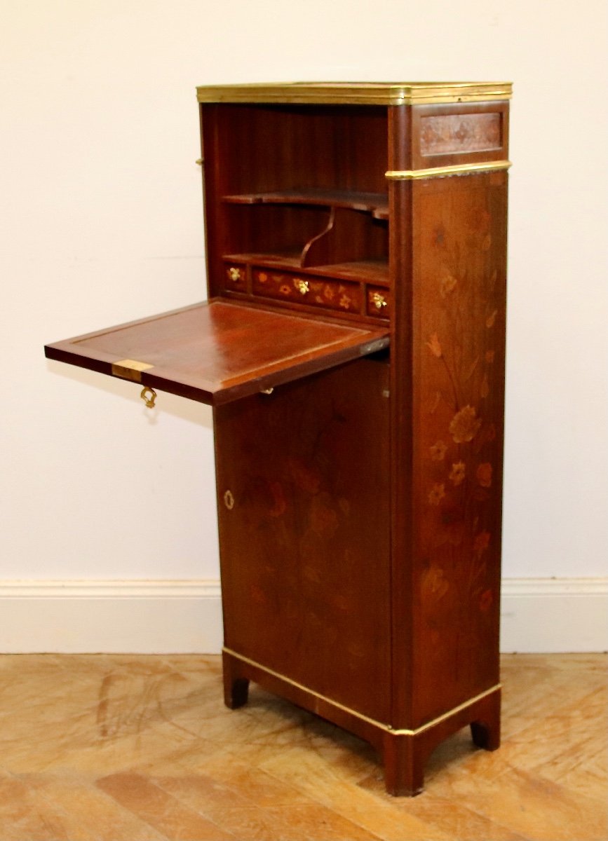 Secrétaire d'Enfant Marqueté d'époque XVIIIème Estampillé Gilbert-photo-2