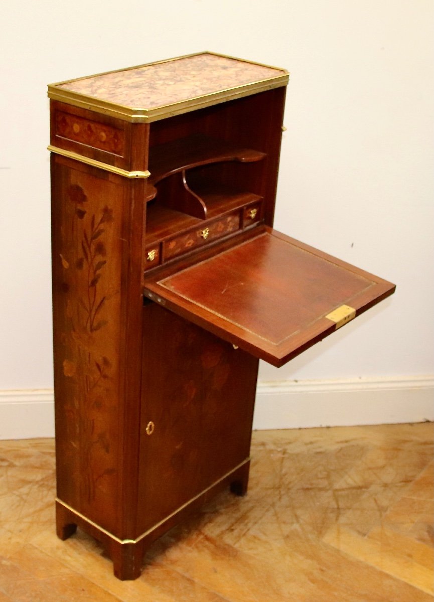 Secrétaire d'Enfant Marqueté d'époque XVIIIème Estampillé Gilbert-photo-3