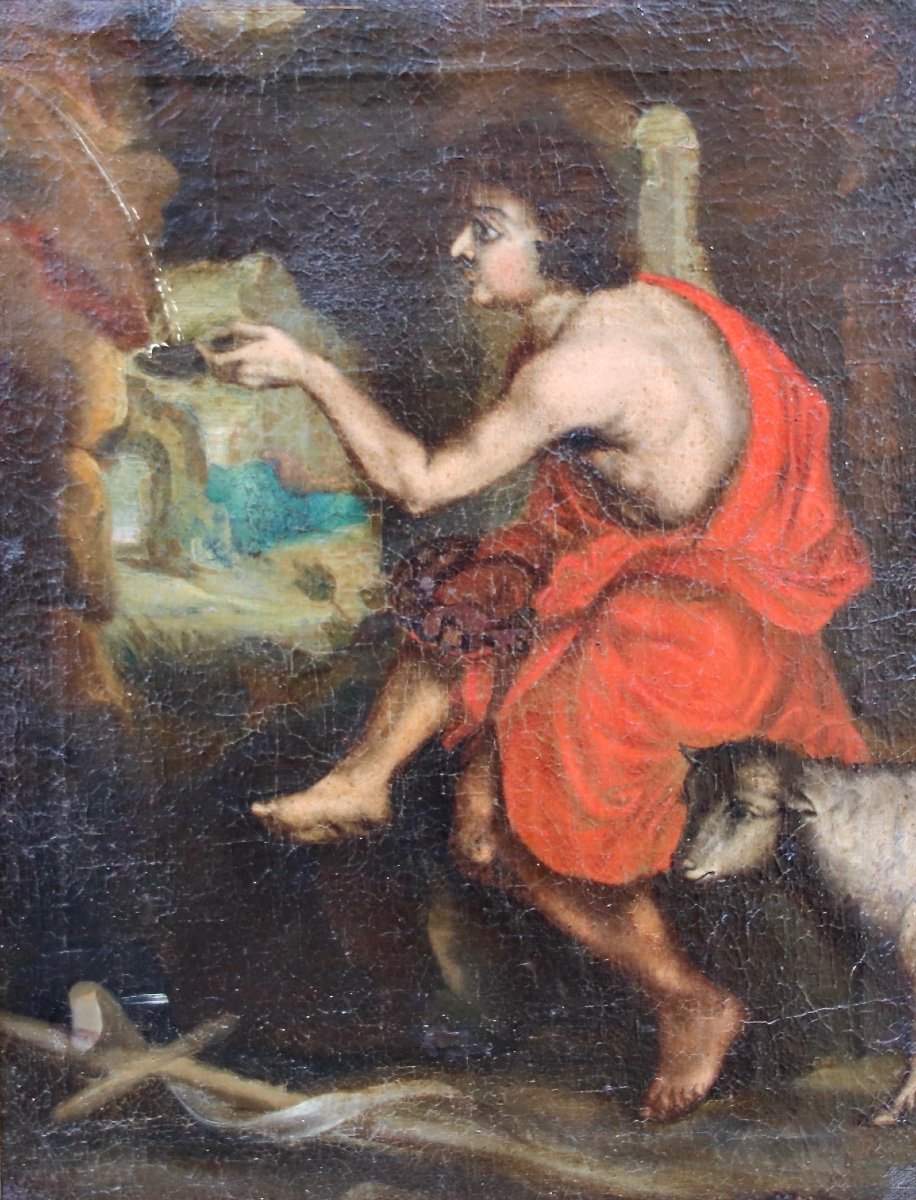 17th Century Painting Of Saint John The Baptist At La Fontaine-photo-2