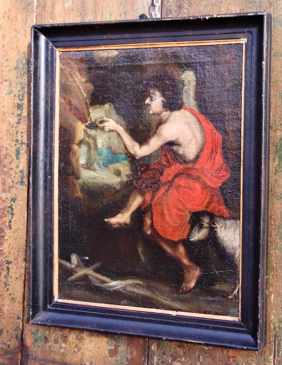 17th Century Painting Of Saint John The Baptist At La Fontaine-photo-2