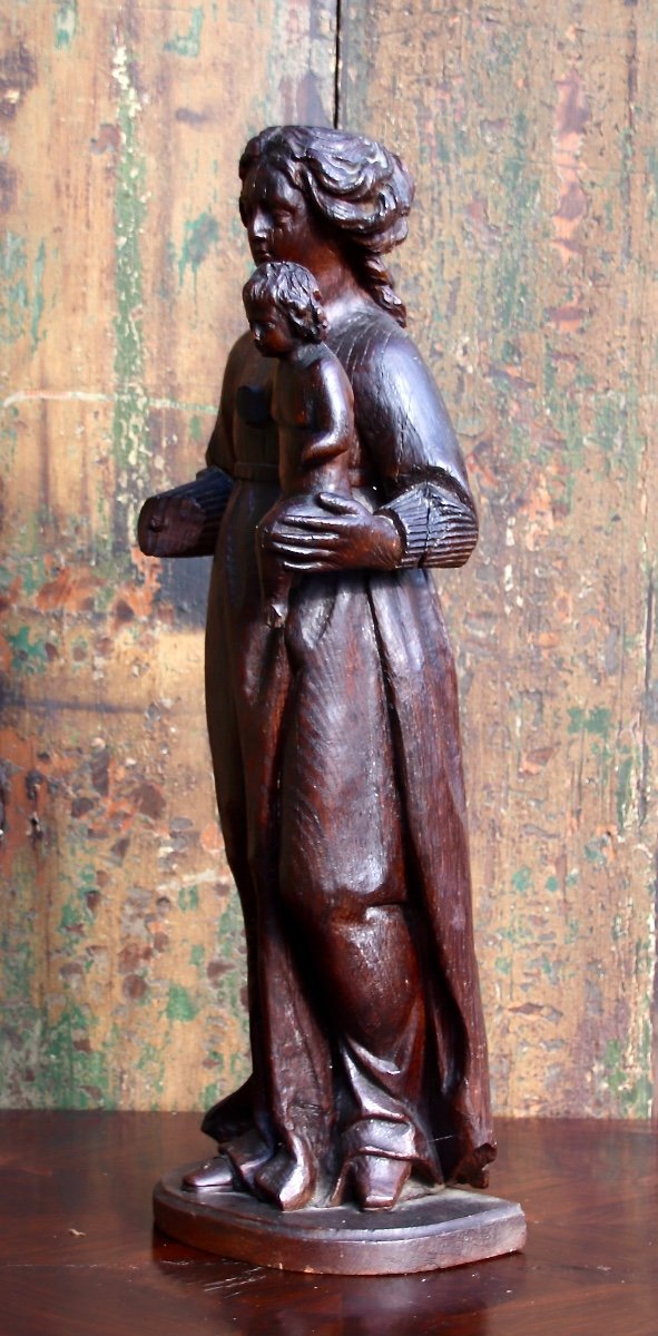 Virgin And Child In Oak, 18th Century-photo-3