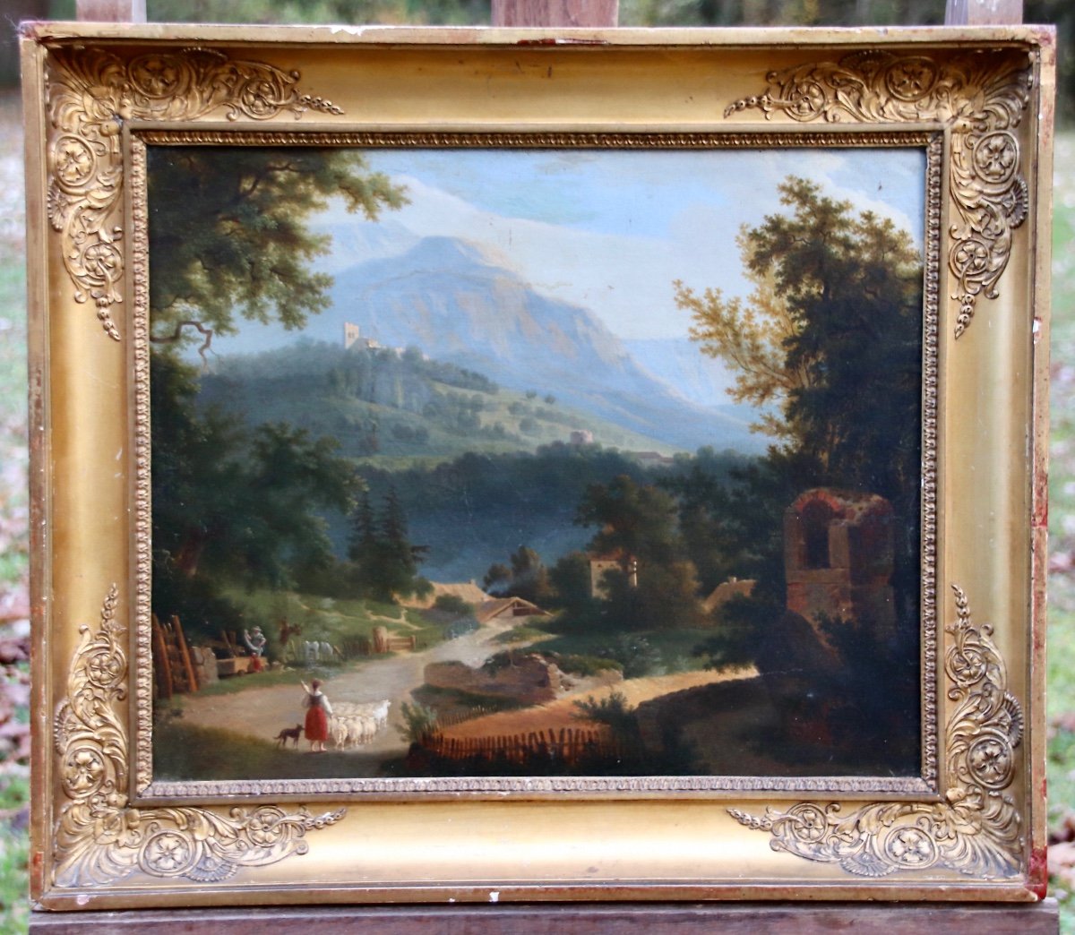 Peinture XIXème Paysage Annimé De Montagne