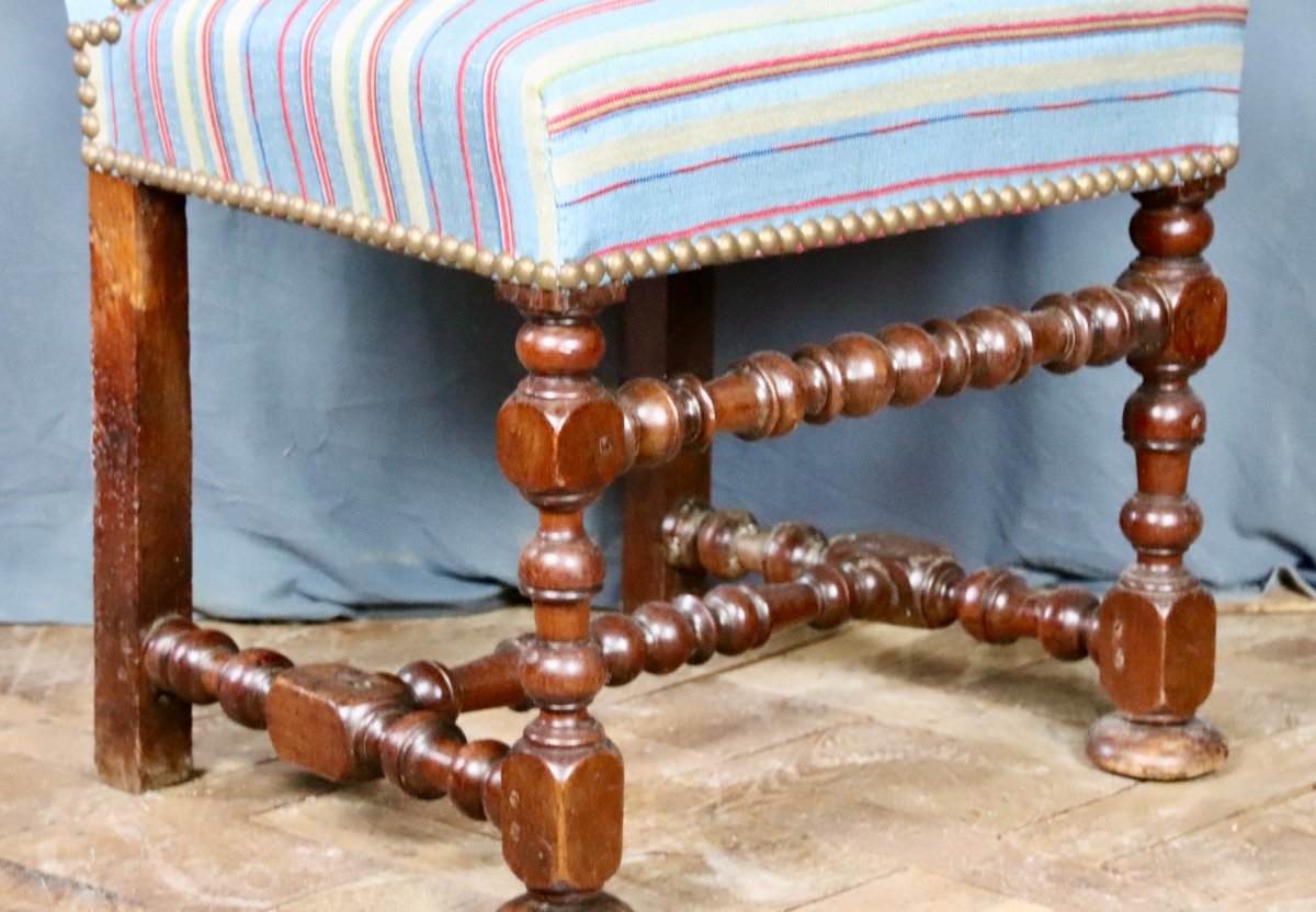 Pair Of Louis XIV Chairs In Walnut Turning Balusters-photo-3