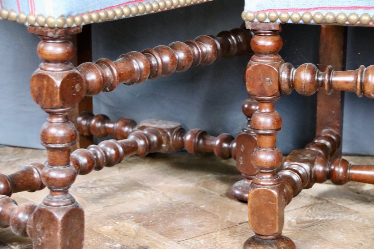 Pair Of Louis XIV Chairs In Walnut Turning Balusters-photo-4