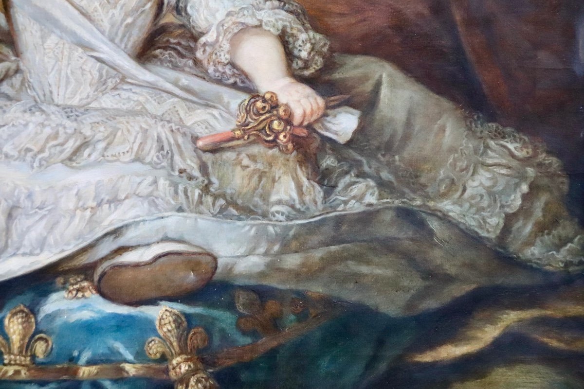 XIXth Painting Portrait Of Princess Zéphirine Copy By Jean-marc Nattier-photo-2