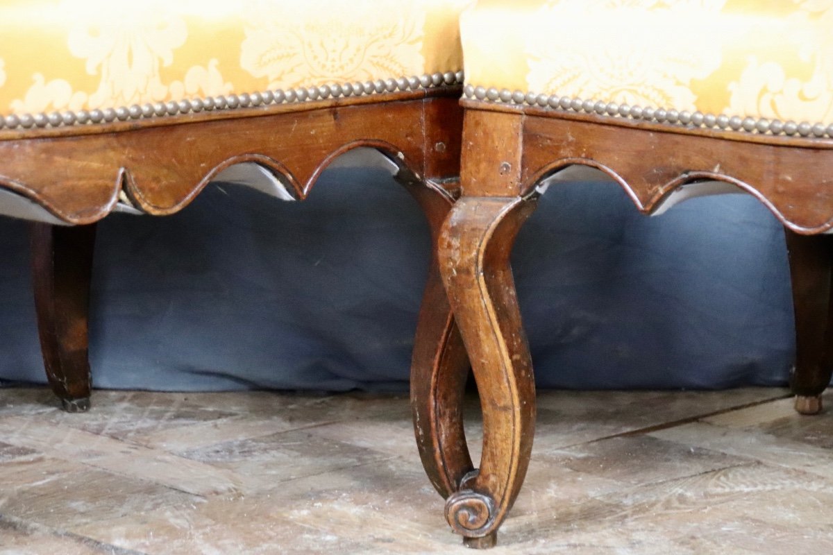 Pair Of Armchairs A La Reine In Walnut, 18th Century-photo-7
