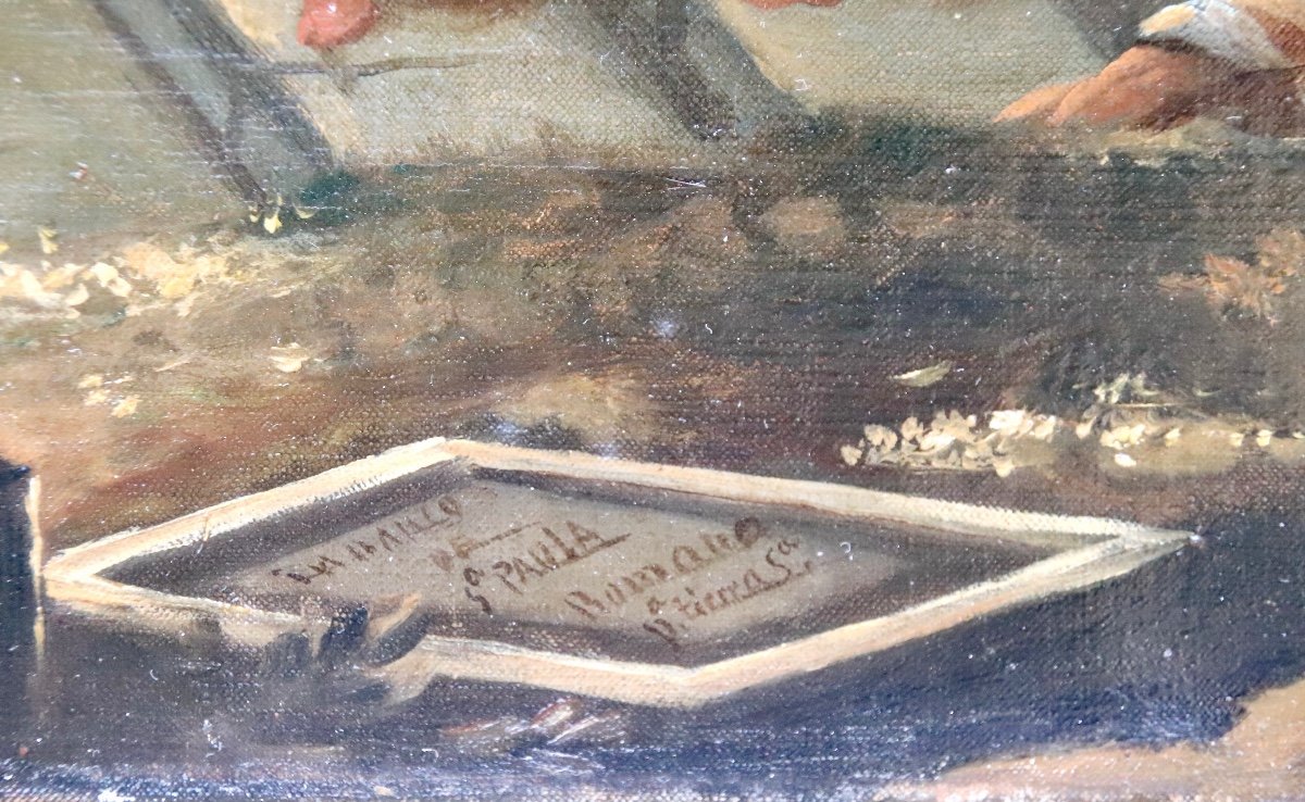 XIXth Painting Embarkation Of Sainte Paule At Ostia After Le Lorrain-photo-6