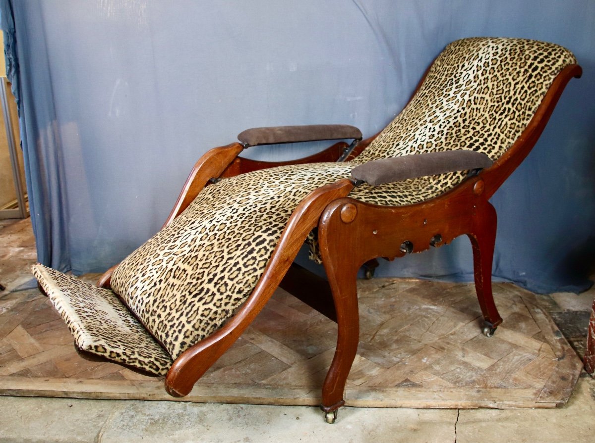 Reclining Chair Holmes Patent, Chaise Longue Américaine Acajou XIXème -photo-4