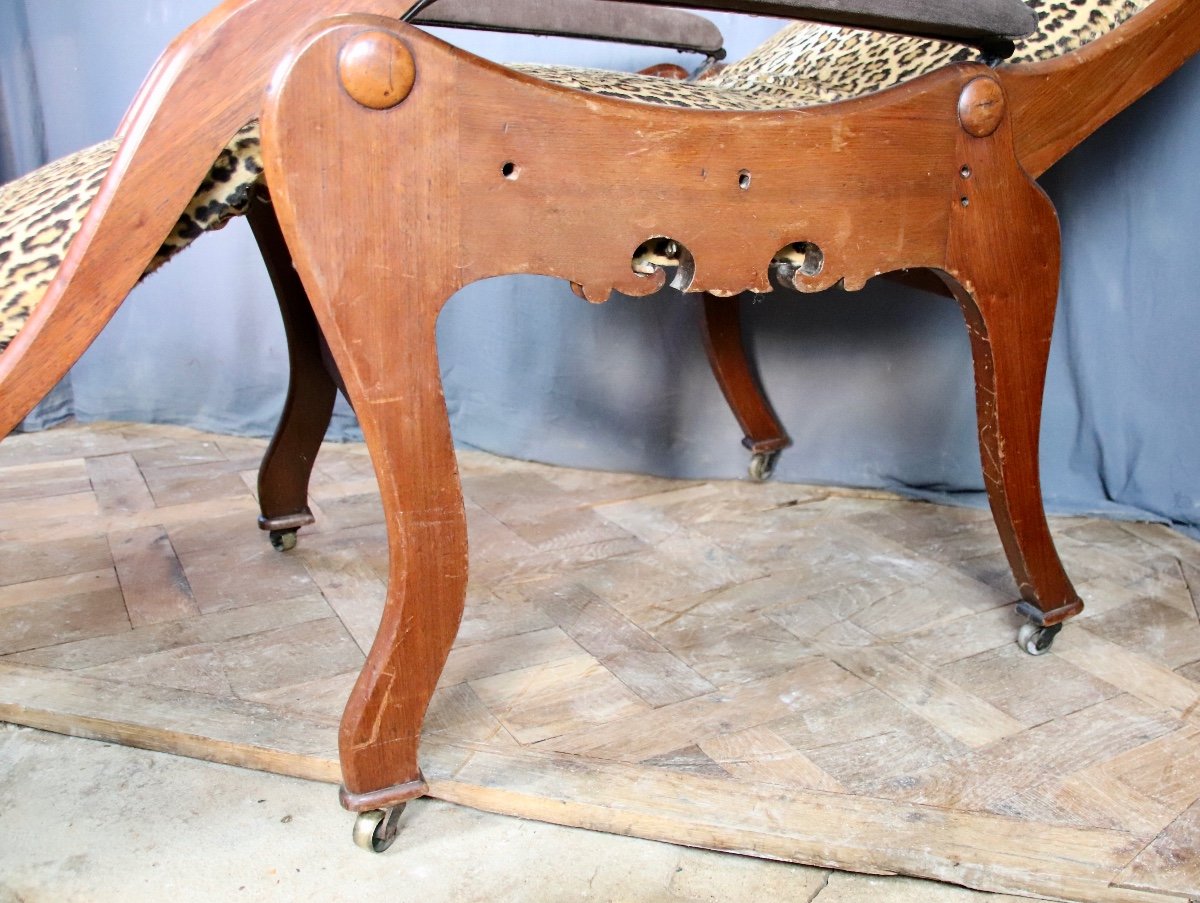 Reclining Chair Holmes Patent, Chaise Longue Américaine Acajou XIXème -photo-6