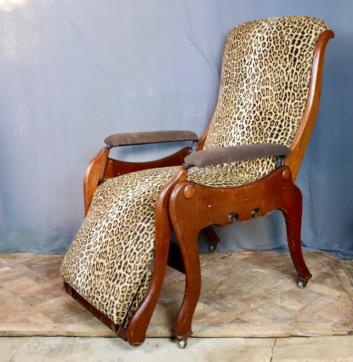 Reclining Chair Holmes Patent, Chaise Longue Américaine Acajou XIXème 