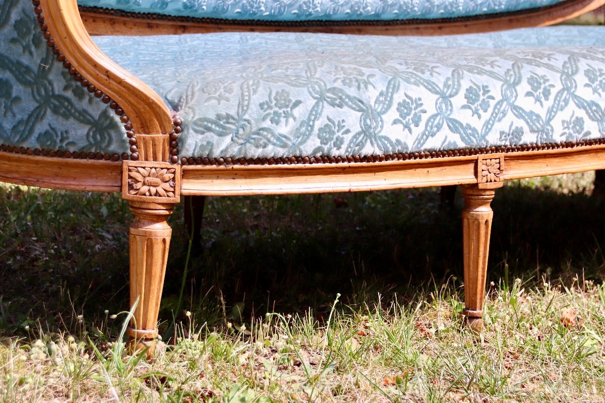 Grand Canap&eacute; Corbeille d&#039;&eacute;poque Louis XVI En H&ecirc;tre-photo-4