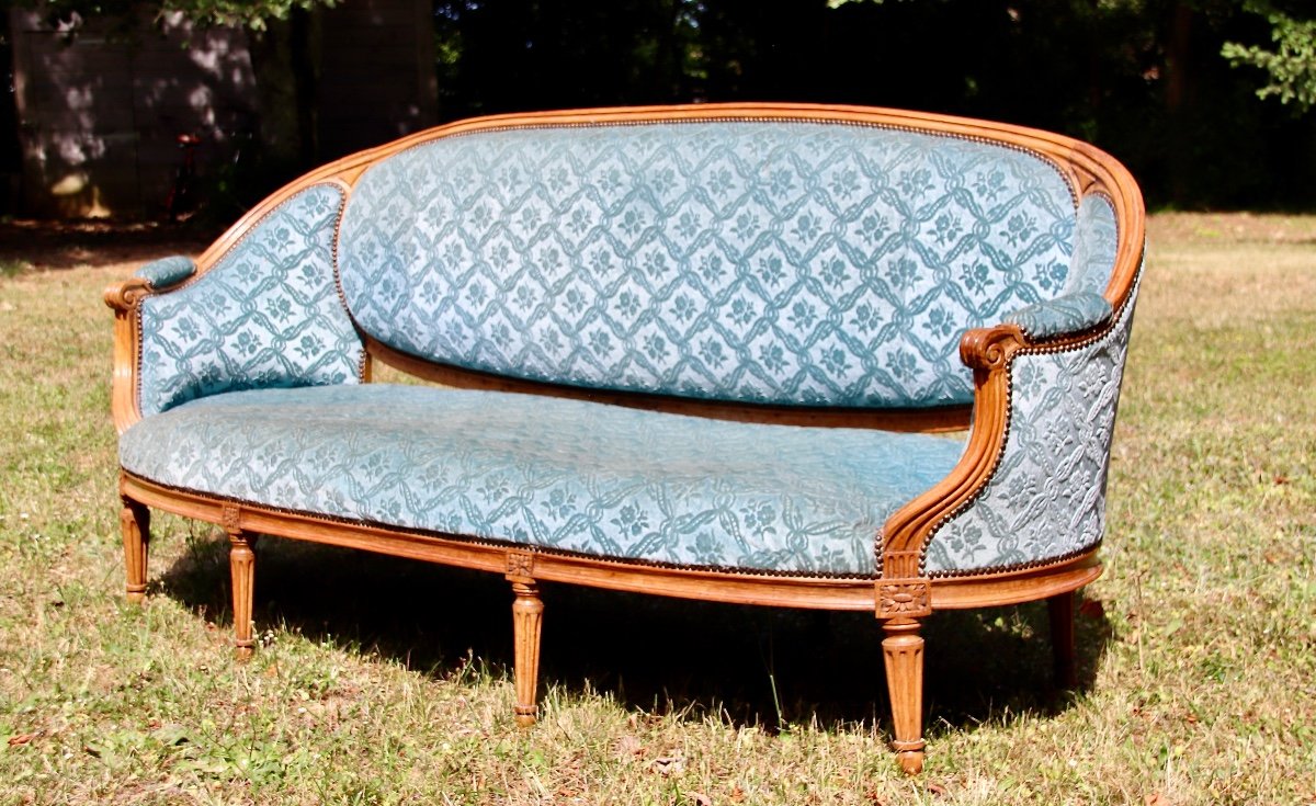 Grand Canap&eacute; Corbeille d&#039;&eacute;poque Louis XVI En H&ecirc;tre-photo-1