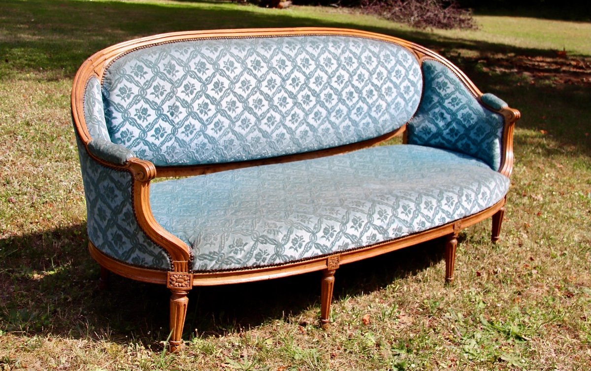 Grand Canap&eacute; Corbeille d&#039;&eacute;poque Louis XVI En H&ecirc;tre-photo-6