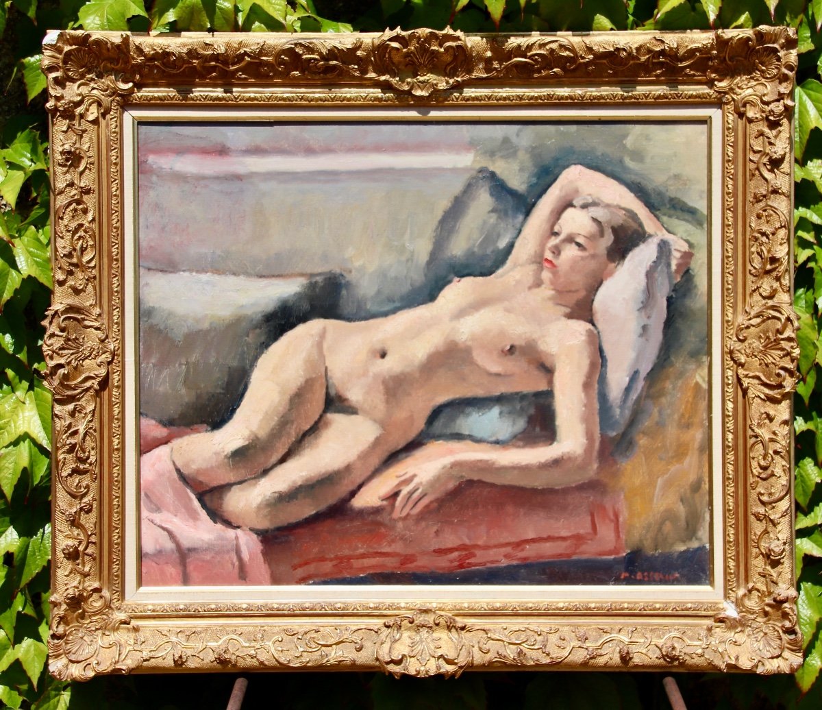 Peinture De Femme Nue Allongée De Maurice Asselin-photo-1