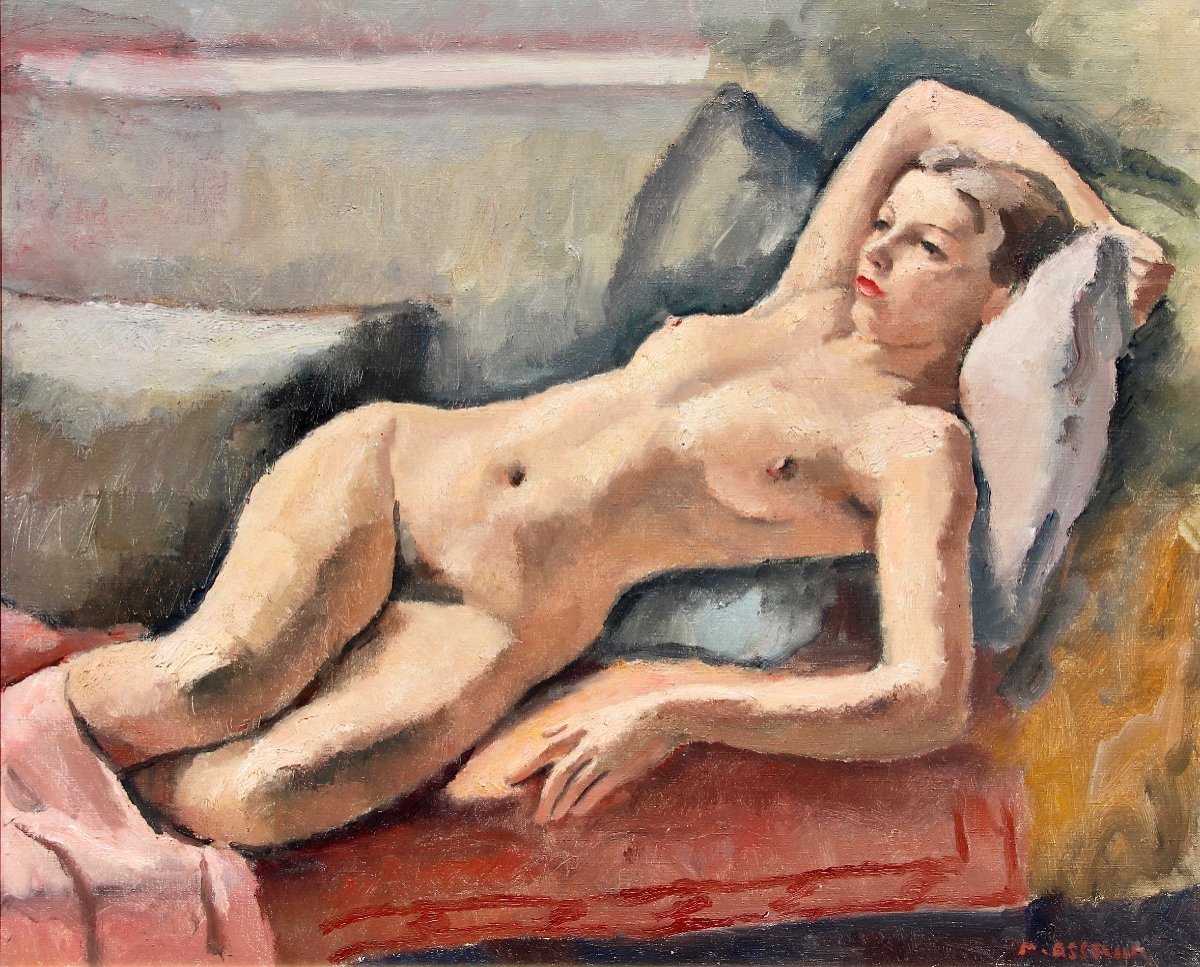 Peinture De Femme Nue Allongée De Maurice Asselin-photo-4