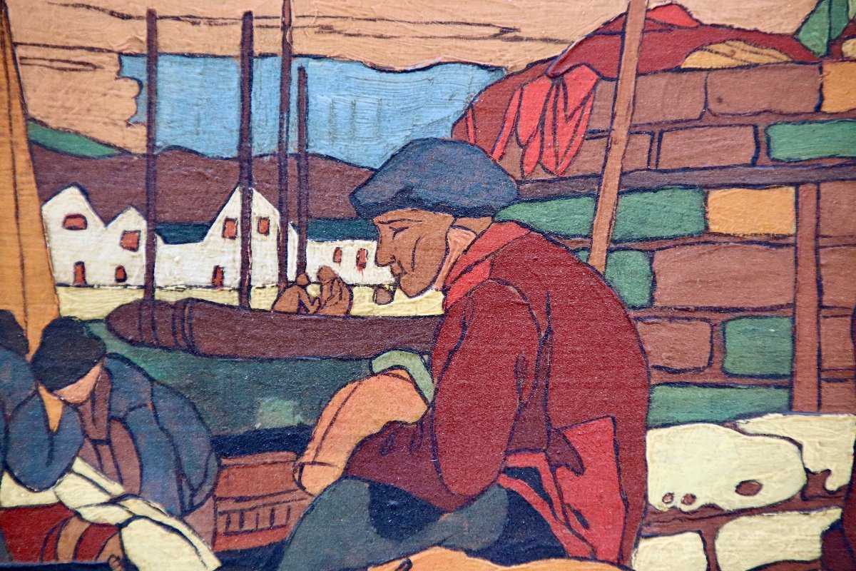 Norman Fishing Port Painting By Touzalin-photo-2