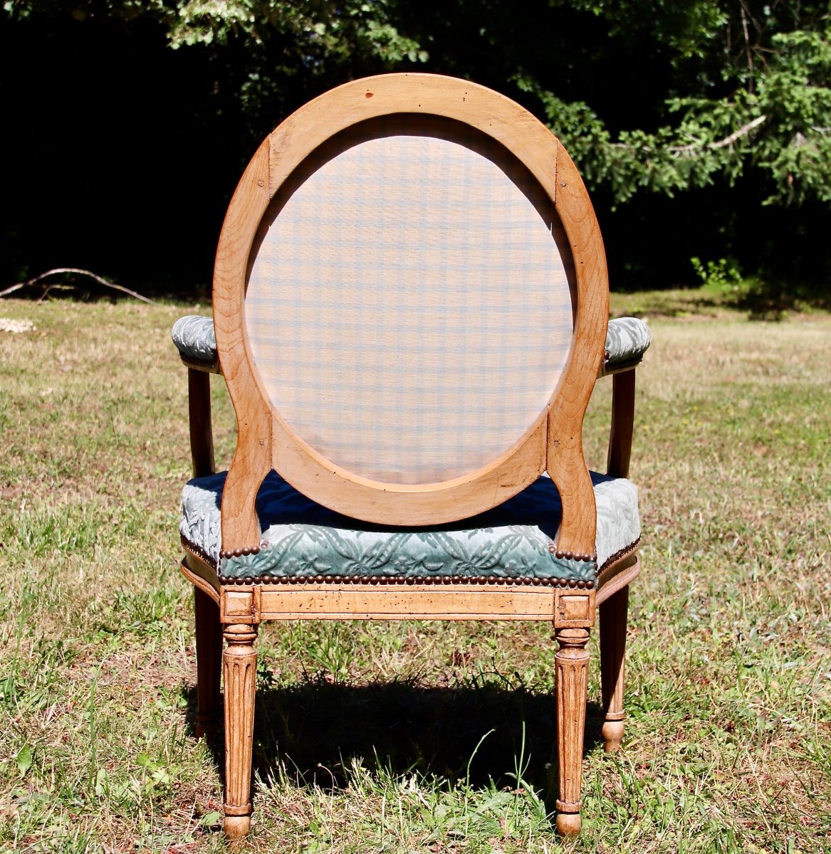 Suite De 4 Fauteuils &agrave; Dossier Plat d&#039;&eacute;poque Louis XVI-photo-8