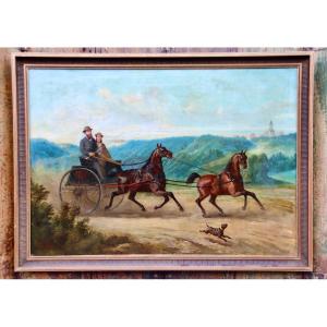 Painting By Charles De Luna Early Nineteenth Carriage Ride