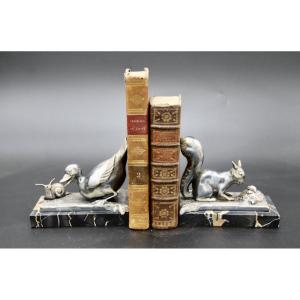 Pair Of Silver Bronze Bookends By Benjamin Rabier