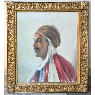 Aquarelle d'Un Cheikh Arabe De Gaston Anglade