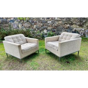 Pair Of Florence Knoll Armchairs For Knoll Editions