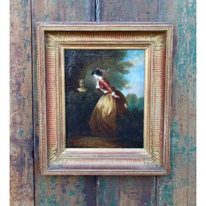 19th Century Painting Young Girl With Letter By Gerard