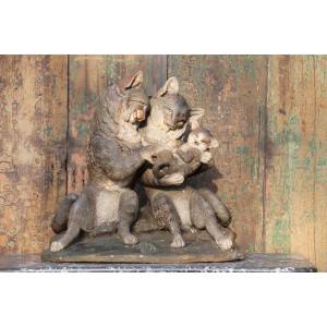 Group Of Terracotta Cats 1900 Austria