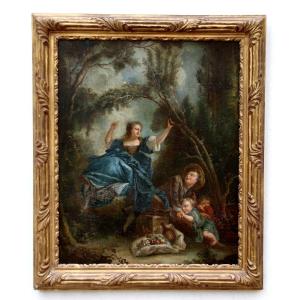 peinture XVIIIème scène bucolique aux enfants