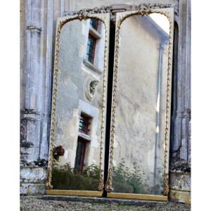 grande paire de miroirs fin XIXème en bois doré