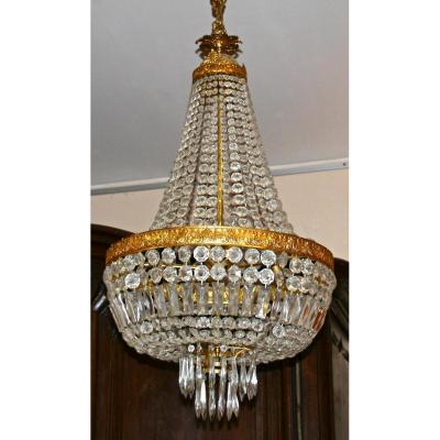 Lustre Montgolfière en cristal à Neuf Lumières Début XXème