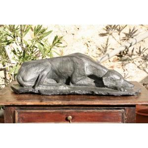 Art Deco Plaster Greyhound Sculpture 