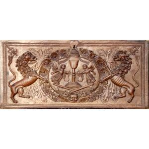 Carved Walnut Wood Panel From The 18th Century 