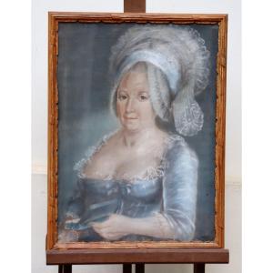 pastel d'époque XVIIIème femme à la coiffe 
