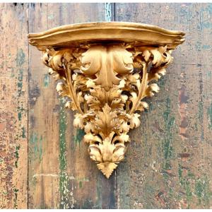 Openwork Carved Wall Console In Gilded Wood