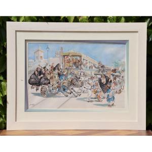 Watercolor Caricature Scene Of Life In Egypt Not Juan Sintes