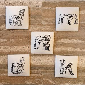 Suite de carreaux de porcelaine érotique par André BARBE 