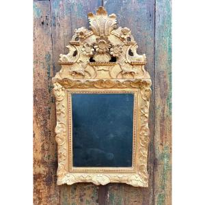 miroir régence à fronton en bois doré