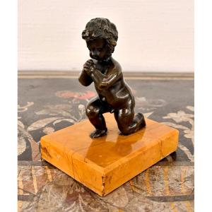 Early 19th-century Bronze Sculpture Of A Child At Prayer