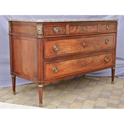 Commode XVIIIth Louis XVI Mahogany Stamped Of Topino