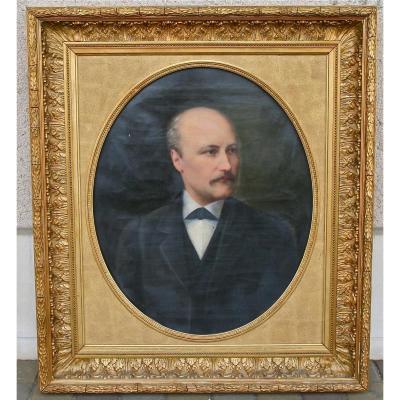Peinture XIXème Portrait d'Homme Encadrement Doré