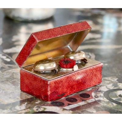 Nineteenth Inkwell In Red Morocco