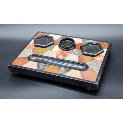 Art Deco Inkwell In Marble Marquetry