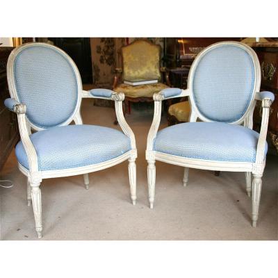 Pair Of Armchairs In Eighteenth A. Bonnemain